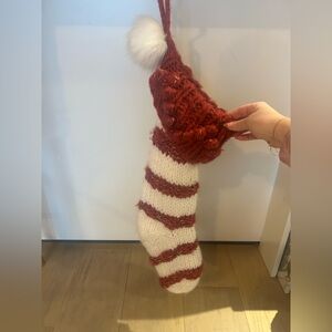 Anthropologie Madison 88 Popstripe Red and White Knit Stocking - Like New